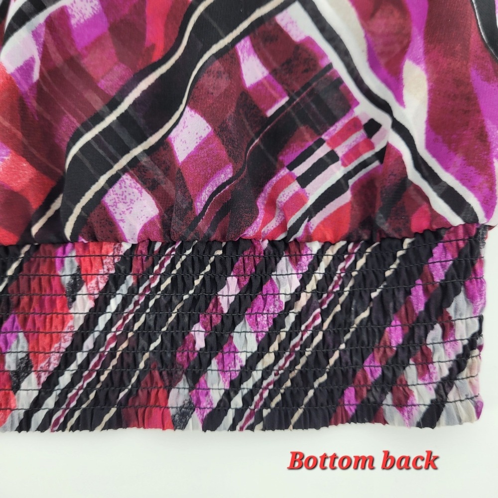 White House Black Market Womens Small Plum Geometric Abstract Faux Wrap Blouse - Picture 13 of 13